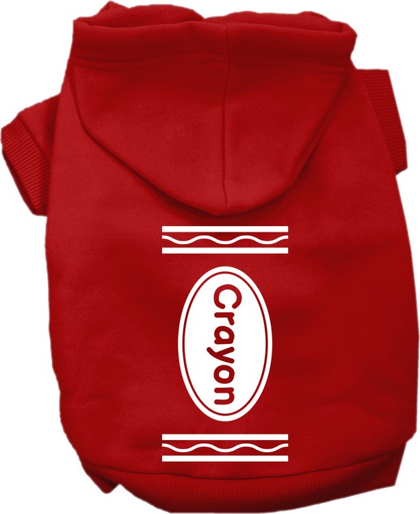 Crayon Costume Screen Print Dog Hoodie Red Size LG